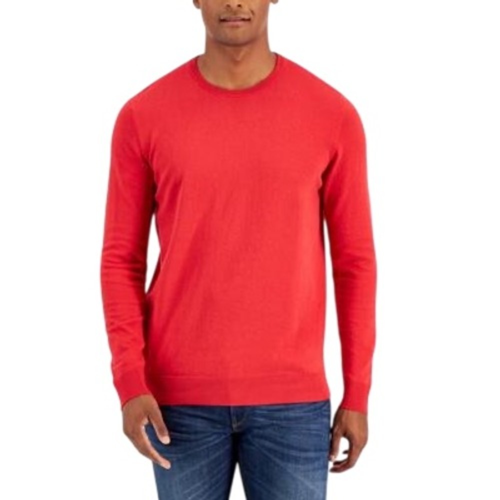 414. Alfani Men's Solid Crewneck Sweater Red Size XXL Pullover Casual Knit